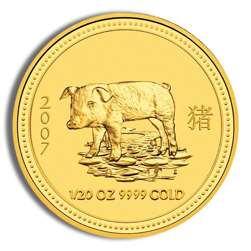 2007 1/20 Oz Australia Gold Lunar Pig (Series I) - BU