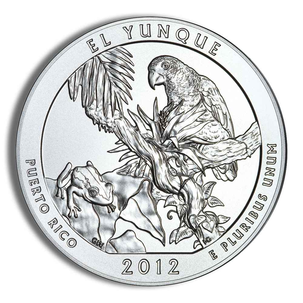 2012-P 5 Oz America The Beautiful El Yunque Burnished Silver Coin - BU (Cap Only, No Box and COA)