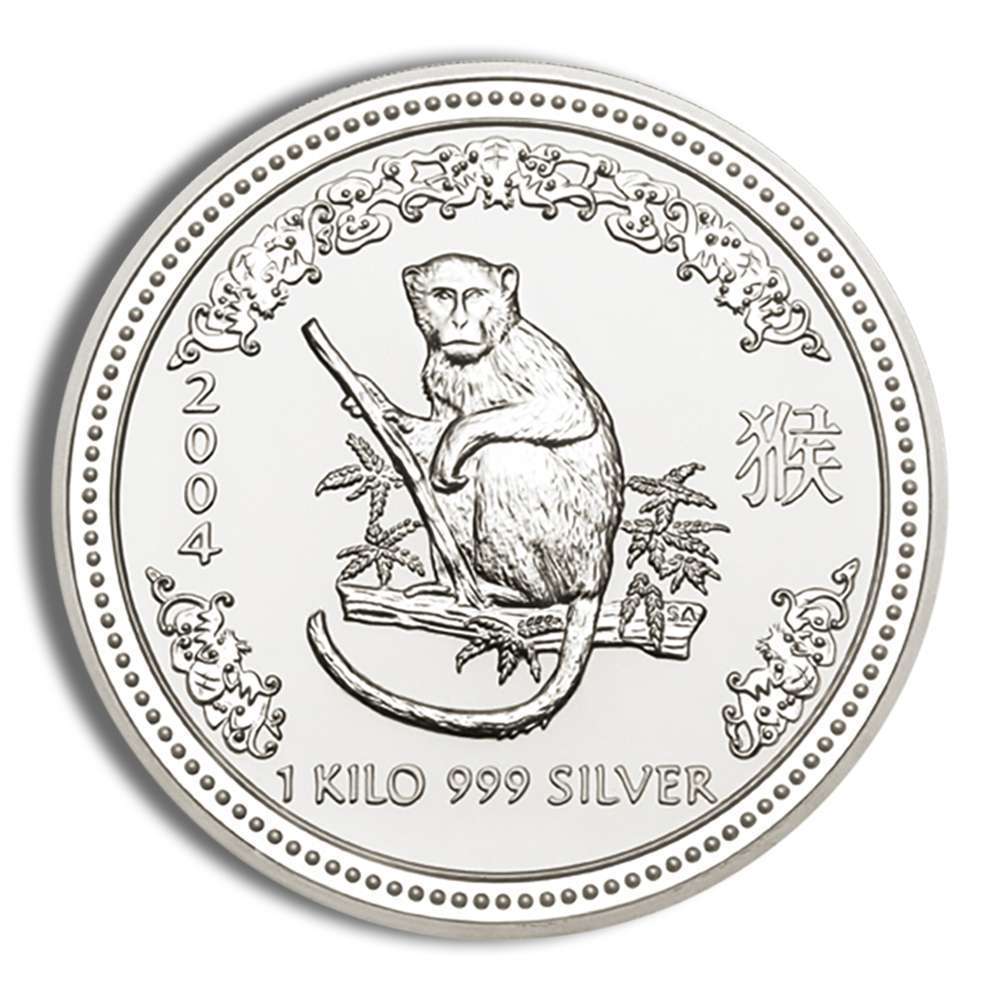 2004 1 Kilo Australia Silver Lunar Monkey (Series I) - BU