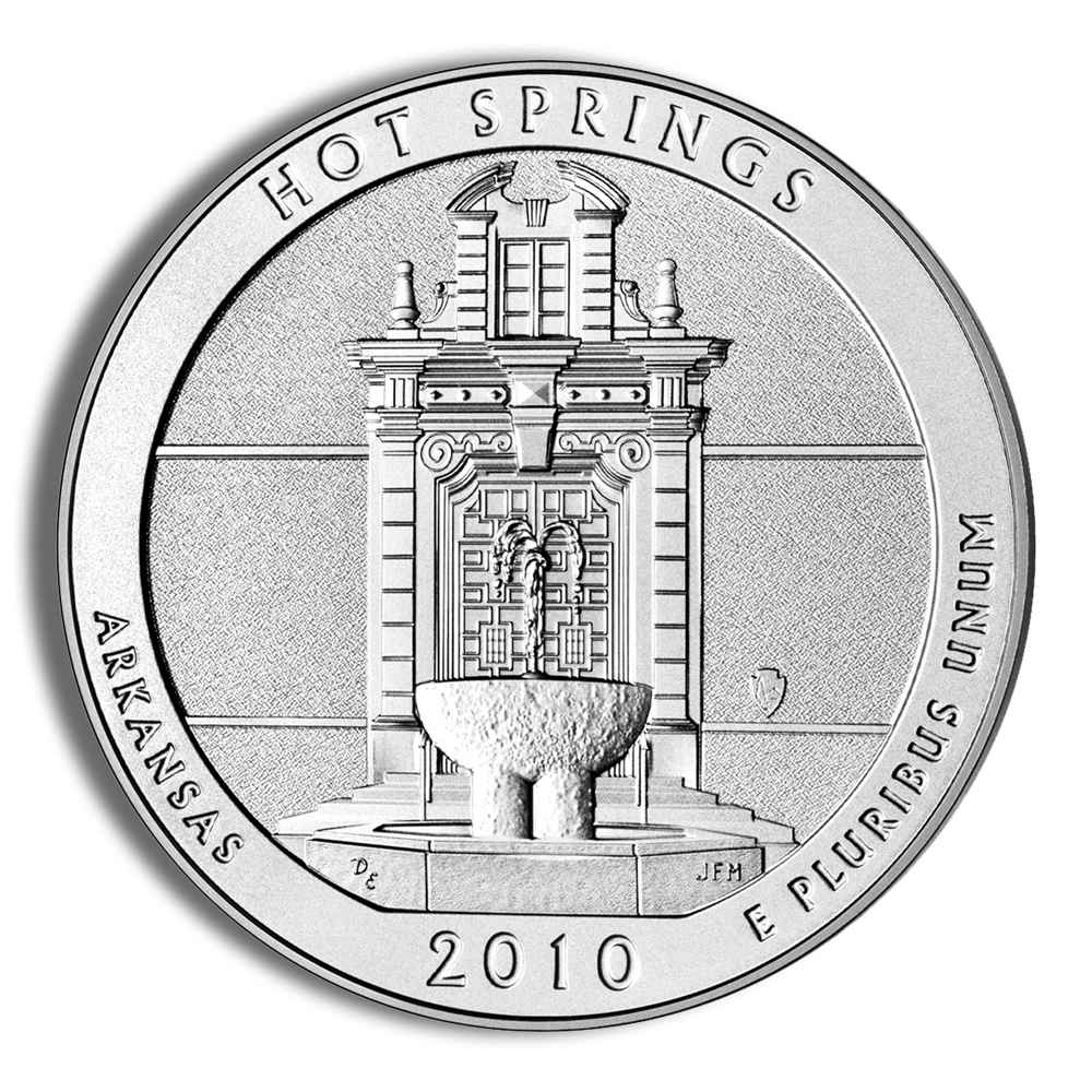 2010-P 5 Oz America The Beautiful Hot Springs Burnished Silver Coin - BU (Cap Only, No Box and COA)