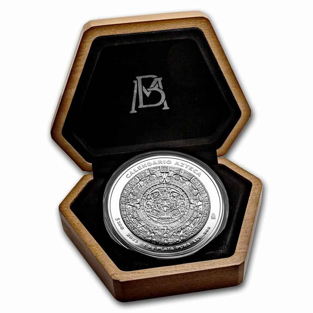 2023 1 Kilo Silver Mexico Aztec Calendar - Proof (with Box and COA)
